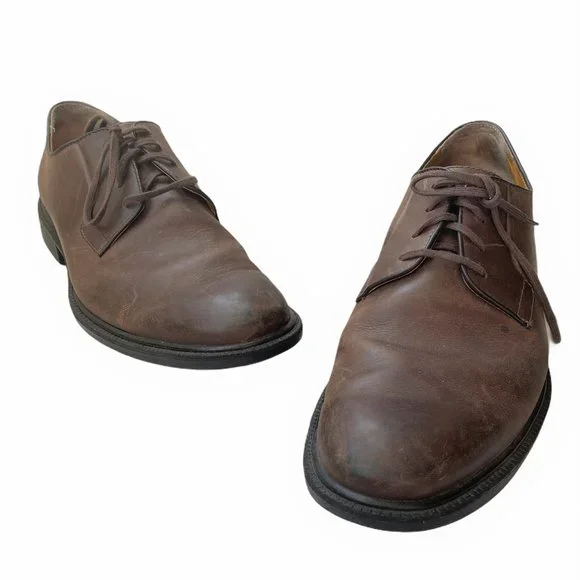 Johnston and Murphy Men 9 Brown Leather Round Toe Oxford Lace‎ Up Old Money Shoe Johnston & Murphy Mens Size 9.5M Oxford Brown Leather  main image 3